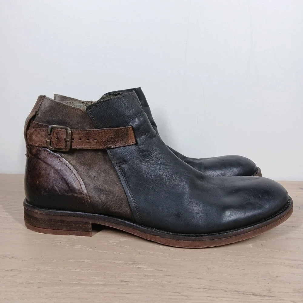 Coxx Borba McArter Boots Mens 12 Black Leather Ankle Moto Casual